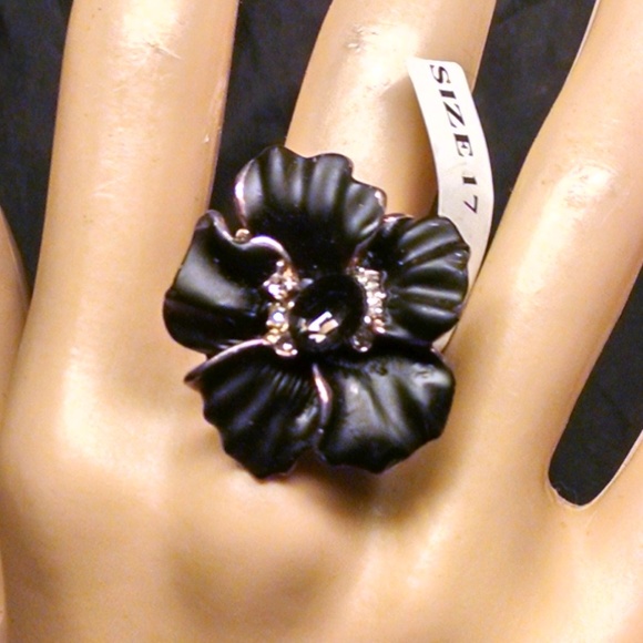 Hibiscus Flower Rhinestones Sexy Ring
